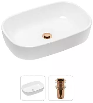 Комплект 2 в 1 Lavinia Boho Bathroom Sink 21520804: накладная фарфоровая раковина 54 см, донный клапан