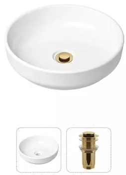 Комплект 2 в 1 Lavinia Boho Bathroom Sink 21520822: накладная фарфоровая раковина 40 см, донный клапан