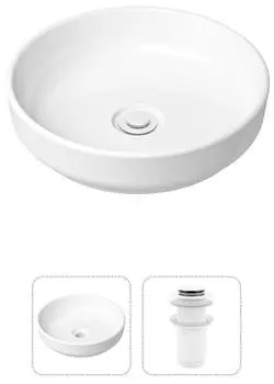 Комплект 2 в 1 Lavinia Boho Bathroom Sink 21520826: накладная фарфоровая раковина 40 см, донный клапан