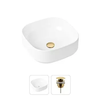 Комплект 2 в 1 Lavinia Boho Bathroom Sink 21520833: накладная фарфоровая раковина 40 см, донный клапан