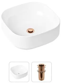 Комплект 2 в 1 Lavinia Boho Bathroom Sink 21520834: накладная фарфоровая раковина 40 см, донный клапан