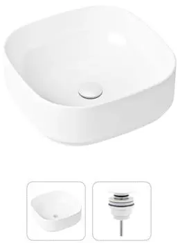 Комплект 2 в 1 Lavinia Boho Bathroom Sink 21520837: накладная фарфоровая раковина 40 см, донный клапан