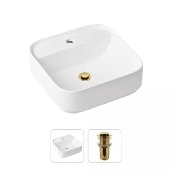 Комплект 2 в 1 Lavinia Boho Bathroom Sink 21520842: накладная фарфоровая раковина 42 см, донный клапан