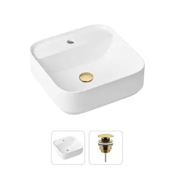 Комплект 2 в 1 Lavinia Boho Bathroom Sink 21520843: накладная фарфоровая раковина 42 см, донный клапан
