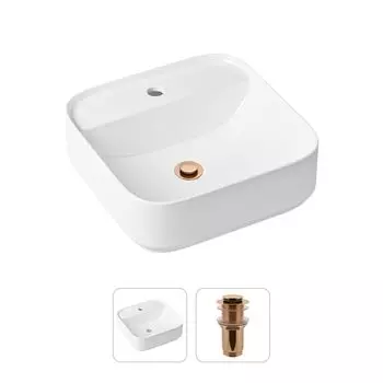 Комплект 2 в 1 Lavinia Boho Bathroom Sink 21520844: накладная фарфоровая раковина 42 см, донный клапан