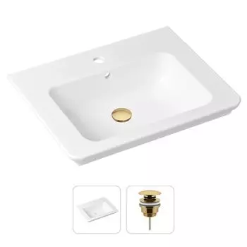 Комплект 2 в 1 Lavinia Boho Bathroom Sink 21520863: врезная фарфоровая раковина 60 см, донный клапан