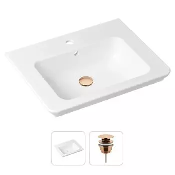 Комплект 2 в 1 Lavinia Boho Bathroom Sink 21520865: врезная фарфоровая раковина 60 см, донный клапан