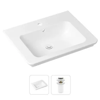 Комплект 2 в 1 Lavinia Boho Bathroom Sink 21520866: врезная фарфоровая раковина 60 см, донный клапан