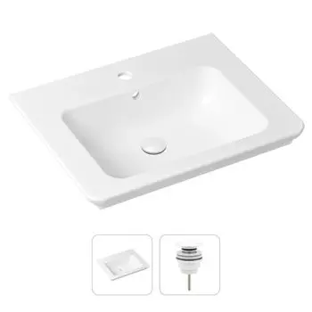 Комплект 2 в 1 Lavinia Boho Bathroom Sink 21520867: врезная фарфоровая раковина 60 см, донный клапан