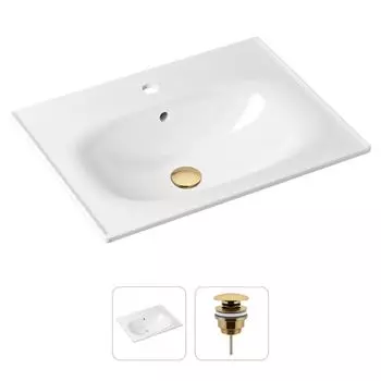 Комплект 2 в 1 Lavinia Boho Bathroom Sink 21520873: врезная фарфоровая раковина 60 см, донный клапан