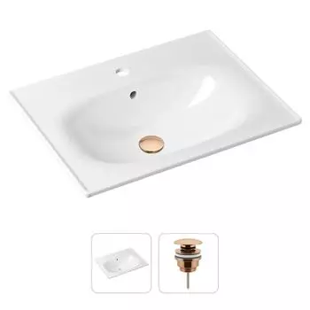 Комплект 2 в 1 Lavinia Boho Bathroom Sink 21520875: врезная фарфоровая раковина 60 см, донный клапан
