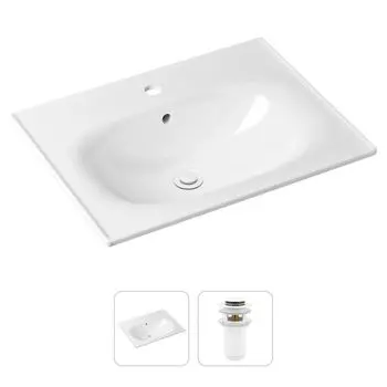 Комплект 2 в 1 Lavinia Boho Bathroom Sink 21520876: врезная фарфоровая раковина 60 см, донный клапан