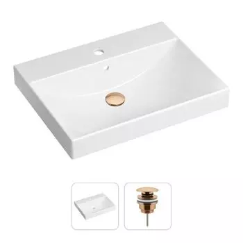Комплект 2 в 1 Lavinia Boho Bathroom Sink 21520895: врезная фарфоровая раковина 60 см, донный клапан