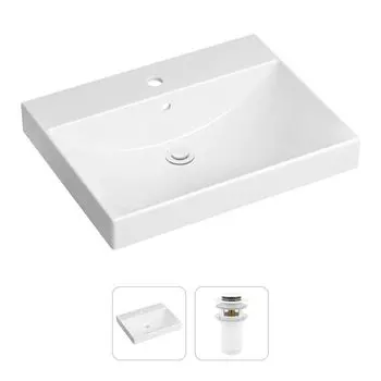 Комплект 2 в 1 Lavinia Boho Bathroom Sink 21520896: врезная фарфоровая раковина 60 см, донный клапан