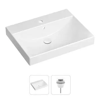 Комплект 2 в 1 Lavinia Boho Bathroom Sink 21520897: врезная фарфоровая раковина 60 см, донный клапан
