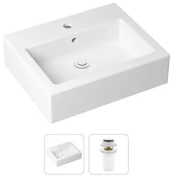 Комплект 2 в 1 Lavinia Boho Bathroom Sink 21520916: накладная фарфоровая раковина 50 см, донный клапан