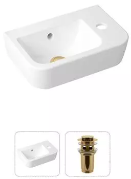 Комплект 2 в 1 Lavinia Boho One 21520932: подвесная фарфоровая раковина 37 см (отверстие справа), донный клапан