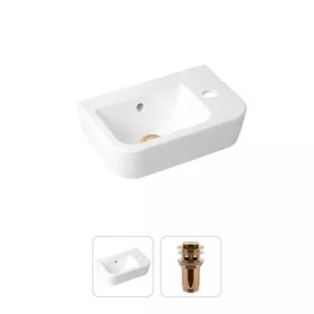 Комплект 2 в 1 Lavinia Boho One 21520934: подвесная фарфоровая раковина 37 см (отверстие справа), донный клапан