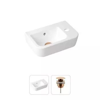 Комплект 2 в 1 Lavinia Boho One 21520935: подвесная фарфоровая раковина 37 см (отверстие справа), донный клапан