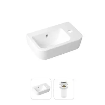 Комплект 2 в 1 Lavinia Boho One 21520936: подвесная фарфоровая раковина 37 см (отверстие справа), донный клапан