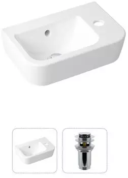 Комплект 2 в 1 Lavinia Boho One 21520928: подвесная фарфоровая раковина 37 см (отверстие справа), донный клапан