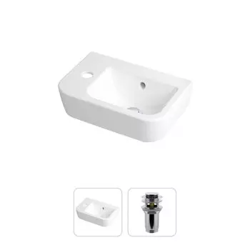 Комплект 2 в 1 Lavinia Boho One 21520918: подвесная фарфоровая раковина 37 см (отверстие слева), донный клапан