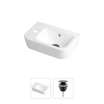 Комплект 2 в 1 Lavinia Boho One 21520921: подвесная фарфоровая раковина 37 см (отверстие слева), донный клапан