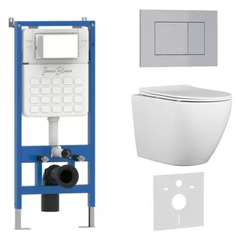 Комплект 3 в 1 Iberica Blanca инсталляция, унитаз BILBAO ALTO IB.BLA.231.1B1, клавиша смыва хром матовый IB.B085.004.000