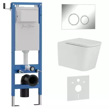 Комплект 3 в 1 Iberica Blanca инсталляция 40 см, унитаз TOLEDO ALTO IB.TLA.234.1B1, клавиша смыва хром глянцевый IB.B082.003.002