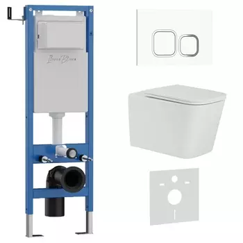 Комплект 3 в 1 Iberica Blanca инсталляция 40 см, унитаз TOLEDO ALTO IB.TLA.234.1B1, клавиша смыва белый глянцевый IB.B083.001.000