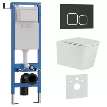 Комплект 3 в 1 Iberica Blanca инсталляция 40 см, унитаз TOLEDO ALTO IB.TLA.234.1B1, клавиша смыва черный матовый IB.B083.002.000