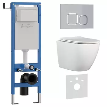 Комплект 3 в 1 Iberica Blanca инсталляция 40 см, унитаз BILBAO ALTO IB.BLA.231.1B1, клавиша смыва хром матовый IB.B083.004.002