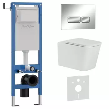 Комплект 3 в 1 Iberica Blanca инсталляция 40 см, унитаз TOLEDO ALTO IB.TLA.234.1B1, клавиша смыва хром глянцевый IB.B021.003.002