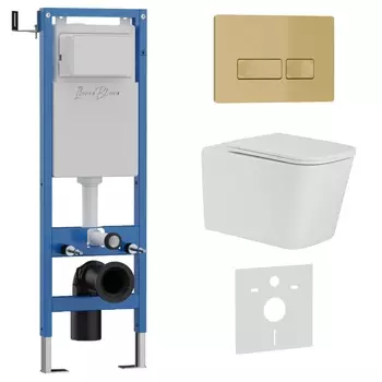 Комплект 3 в 1 Iberica Blanca инсталляция 40 см, унитаз TOLEDO ALTO IB.TLA.234.1B1, клавиша смыва золото матовое IB.B021.005.000