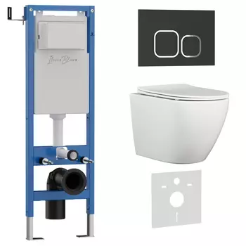 Комплект 3 в 1 Iberica Blanca инсталляция 40 см, унитаз BILBAO ALTO IB.BLA.231.1B1, клавиша смыва черный матовый IB.B083.002.000