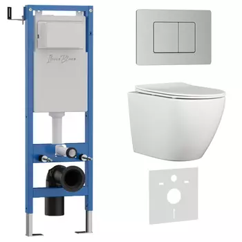 Комплект 3 в 1 Iberica Blanca инсталляция 40 см, унитаз BILBAO ALTO IB.BLA.231.1B1, клавиша смыва хром матовый IB.B011.003.002