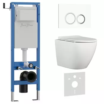 Комплект 3 в 1 Iberica Blanca инсталляция 40 см, унитаз BILBAO ALTO IB.BLA.231.1B1, клавиша смыва белый глянцевый IB.B082.001.000