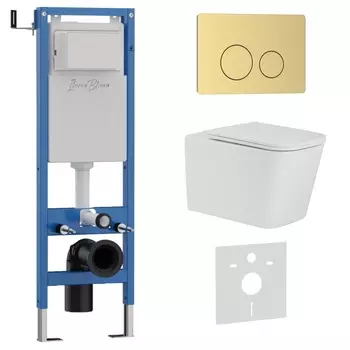 Комплект 3 в 1 Iberica Blanca инсталляция 40 см, унитаз TOLEDO ALTO IB.TLA.234.1B1, клавиша смыва золото матовое IB.B081.005.003