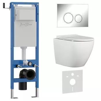 Комплект 3 в 1 Iberica Blanca инсталляция 40 см, унитаз BILBAO ALTO IB.BLA.231.1B1, клавиша смыва хром глянцевый IB.B082.004.000