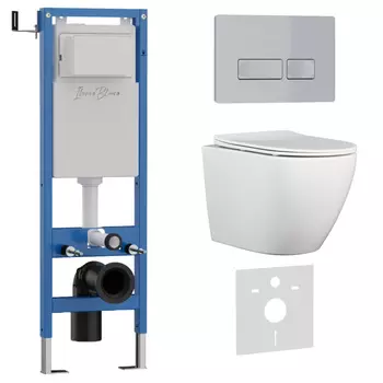 Комплект 3 в 1 Iberica Blanca инсталляция 40 см, унитаз BILBAO ALTO IB.BLA.231.1B1, клавиша смыва хром матовый IB.B021.004.000