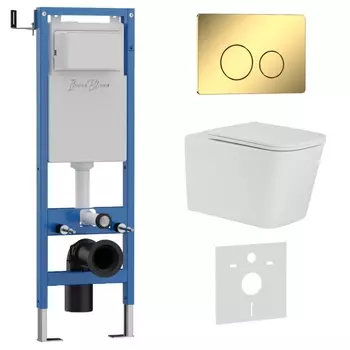 Комплект 3 в 1 Iberica Blanca инсталляция 40 см, унитаз TOLEDO ALTO IB.TLA.234.1B1, клавиша смыва золото глянцевое IB.B081.006.002