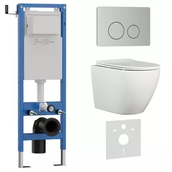 Комплект 3 в 1 Iberica Blanca инсталляция 40 см, унитаз BILBAO ALTO IB.BLA.231.1B1, клавиша смыва хром матовый IB.B081.003.002