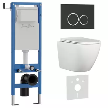 Комплект 3 в 1 Iberica Blanca инсталляция 40 см, унитаз BILBAO ALTO IB.BLA.231.1B1, клавиша смыва черный матовый IB.B082.002.000