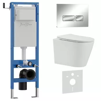 Комплект 3 в 1 Iberica Blanca инсталляция 40 см, унитаз BURGOS ALTO IB.BRA.234.1B1, клавиша смыва хром глянцевый IB.B021.003.002