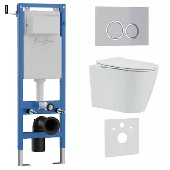 Комплект 3 в 1 Iberica Blanca инсталляция 40 см, унитаз BURGOS ALTO IB.BRA.234.1B1, клавиша смыва хром матовый IB.B082.004.000