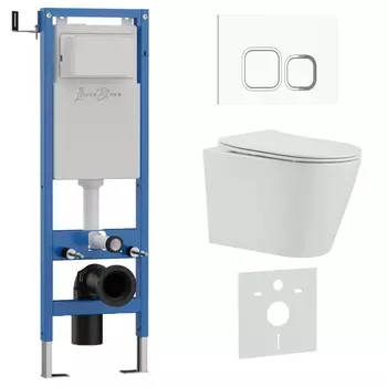 Комплект 3 в 1 Iberica Blanca инсталляция 40 см, унитаз BURGOS ALTO IB.BRA.234.1B1, клавиша смыва белый глянцевый IB.B083.001.000