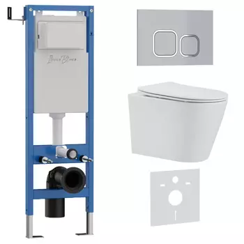 Комплект 3 в 1 Iberica Blanca инсталляция 40 см, унитаз BURGOS ALTO IB.BRA.234.1B1, клавиша смыва хром матовый IB.B083.004.002