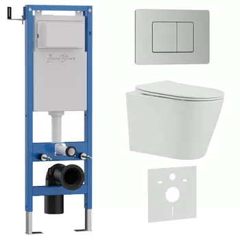 Комплект 3 в 1 Iberica Blanca инсталляция 40 см, унитаз BURGOS ALTO IB.BRA.234.1B1, клавиша смыва хром матовый IB.B011.003.002