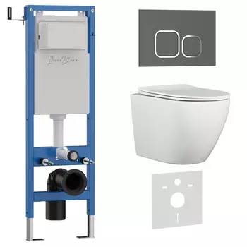 Комплект 3 в 1 Iberica Blanca инсталляция 40 см, унитаз BILBAO ALTO IB.BLA.231.1B1, клавиша смыва серый матовый IB.B083.007.000