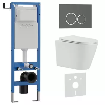 Комплект 3 в 1 Iberica Blanca инсталляция 40 см, унитаз BURGOS ALTO IB.BRA.234.1B1, клавиша смыва серый матовый IB.B082.007.000